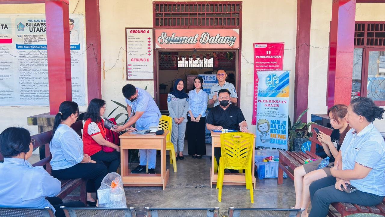Jasa Raharja Sulawesi Utara Gelar Pengobatan Gratis di Samsat Amurang