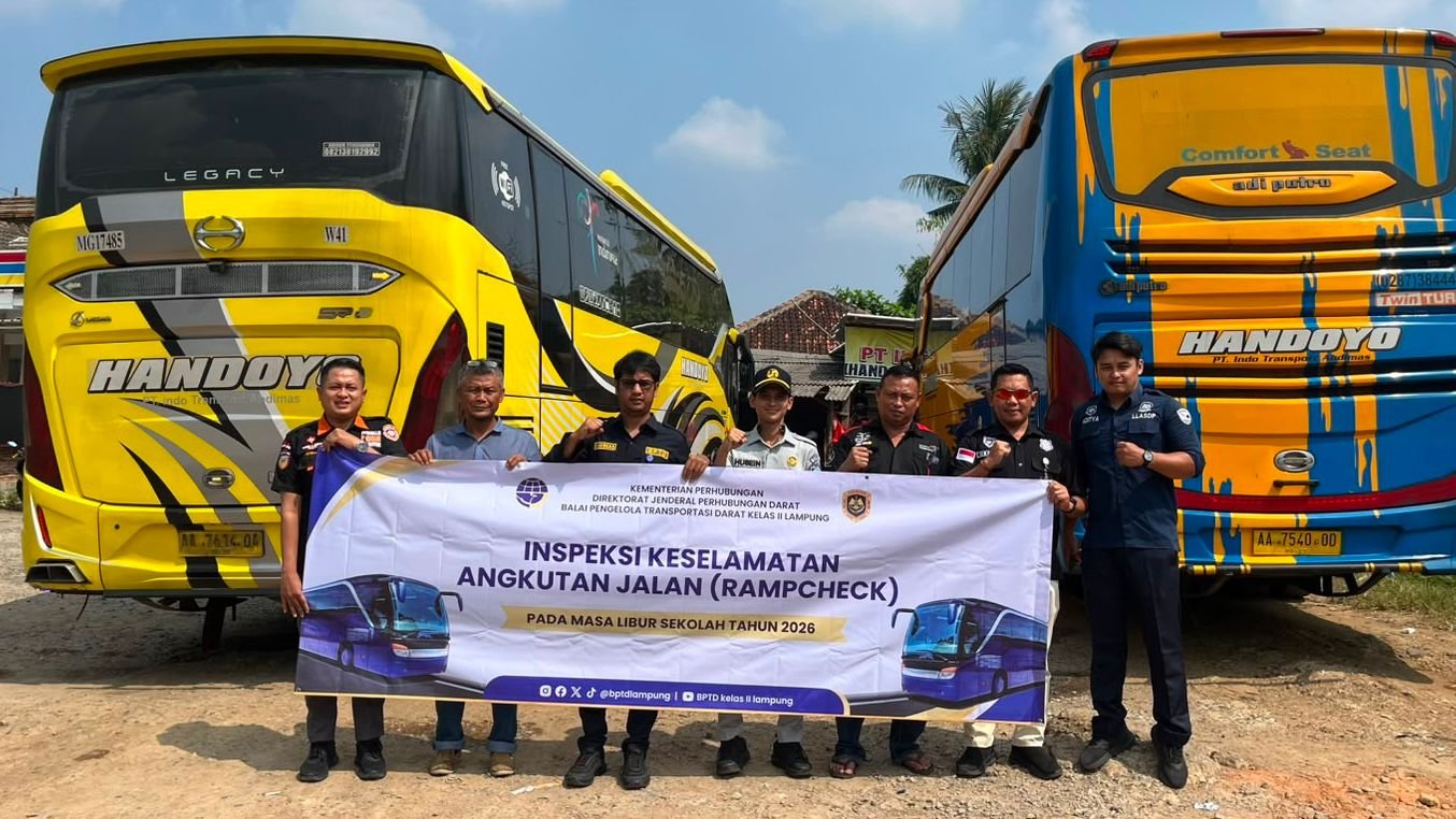 Gelar Ramp Check Bersama BPTD Kelas II Lampung, Jasa Raharja Lampung Dukung Keselamatan Angkutan Umum